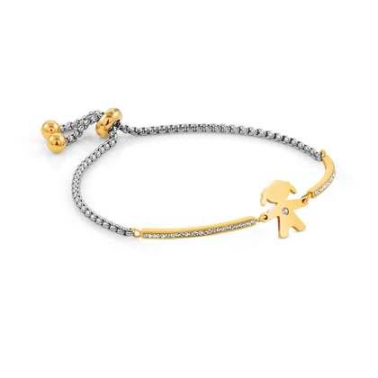 028006/026 MILLELUCI bracelet,S/Steel, CZ, YELLOWGOLD GIRL