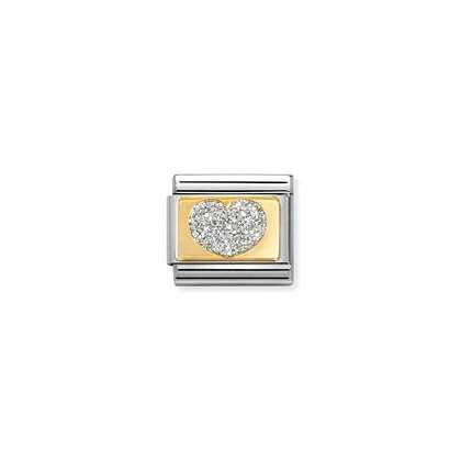 030224/09 NEW 18ct Yellow Gold & Enamel Glitter HEART Link