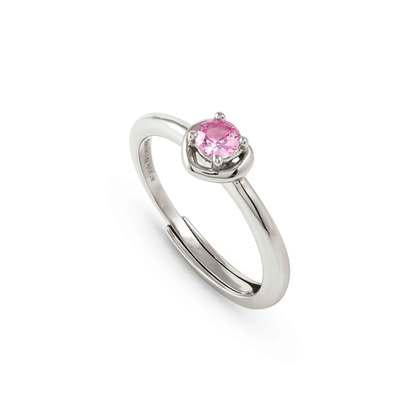 241701/002 Cosmic Love Sterling Silver Adjustable Ring with Shaped Heart Set Pink CZ Stone (size 11-17)
