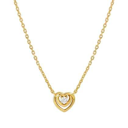 241706/006 Cosmic Love Sterling Silver & 18ct Yellow Gold Plated Small Heart Pendant with CZ Stone