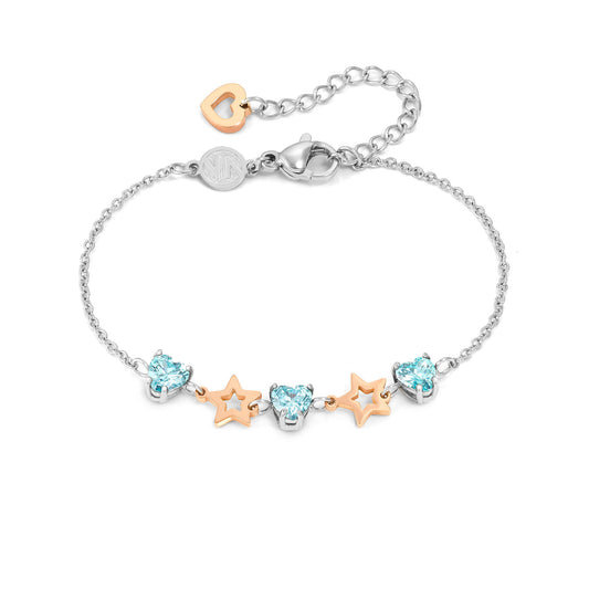 029600/023 PRINCIPESSINA bracelets in steel with BI-TONE fin, and cubic zirconia (023_Star)
