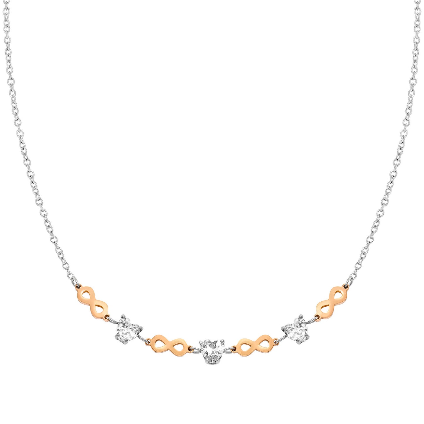 029601/024 PRINCIPESSINA necklace in steel with BI-TONE fin, and cubic zirconia (024_Infinite)