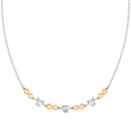 029601/024 PRINCIPESSINA necklace in steel with BI-TONE fin, and cubic zirconia (024_Infinite)