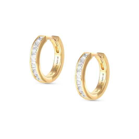 240914/001 CARISMATICA Sterling Silver YGP CZ Set Hoop Earrings (001_WHITE)