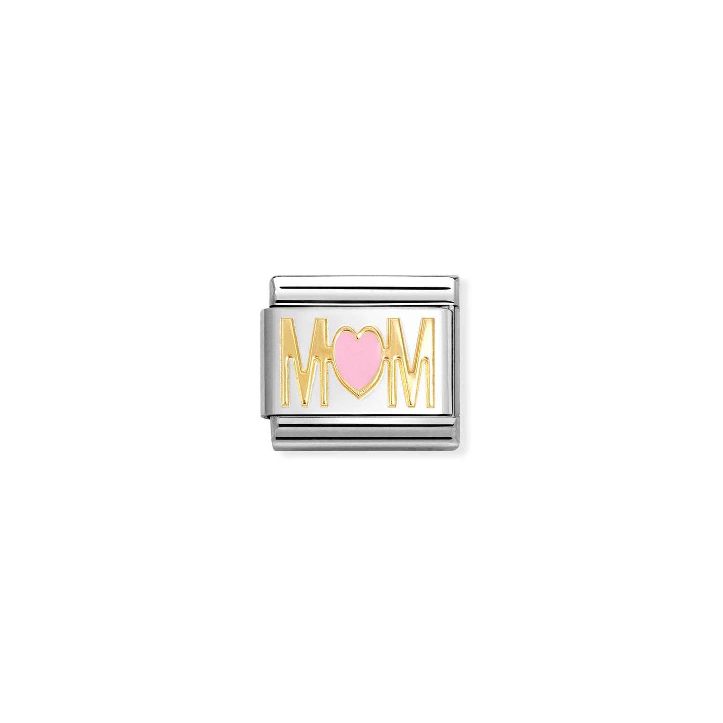030272/84 NEW Classic 18ct Yellow Gold MOM Heart PINK Link