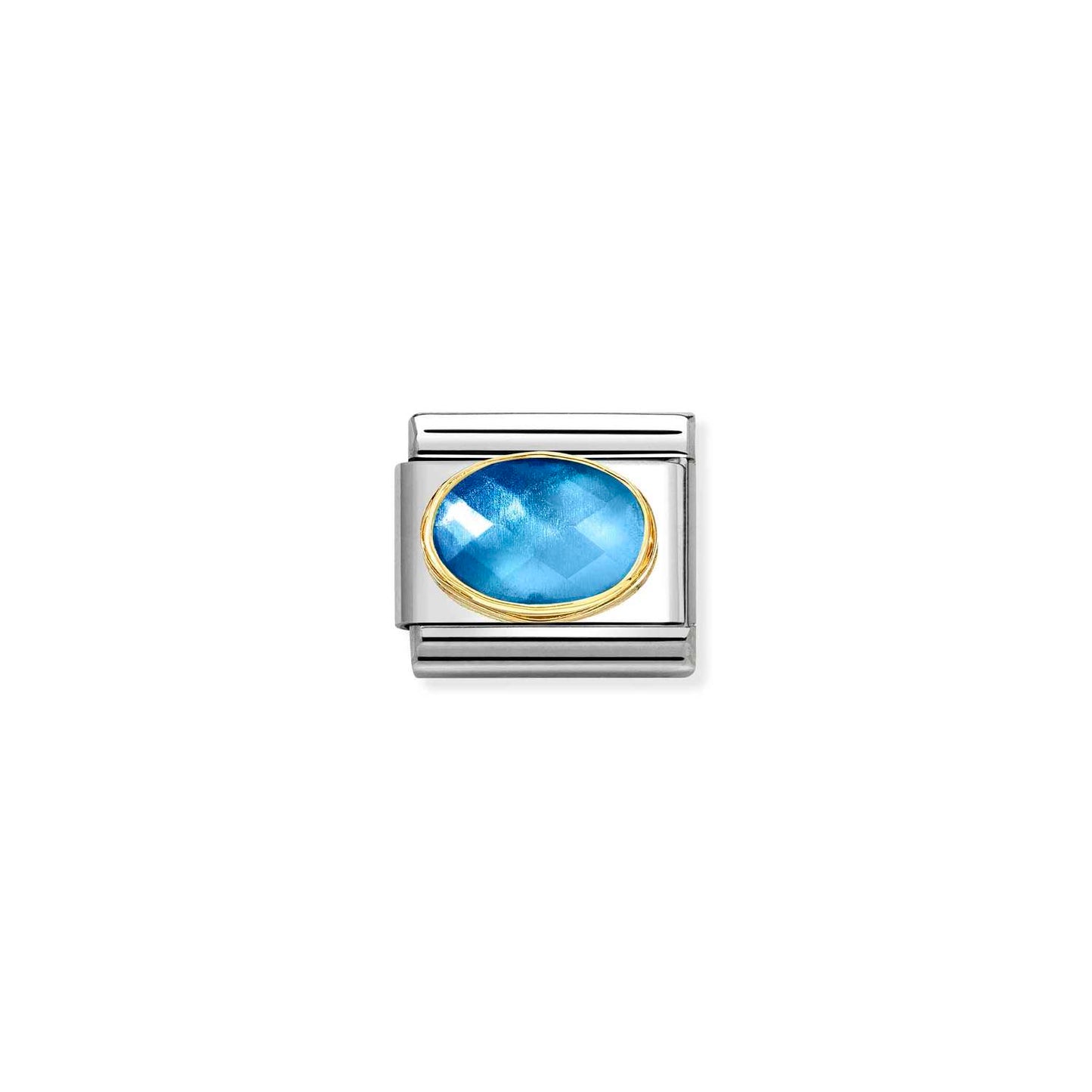 030612/038 Comp, Classic FACETED STONES in steel and bonded yellow gold (038_LIGHT BLUE BLUE)