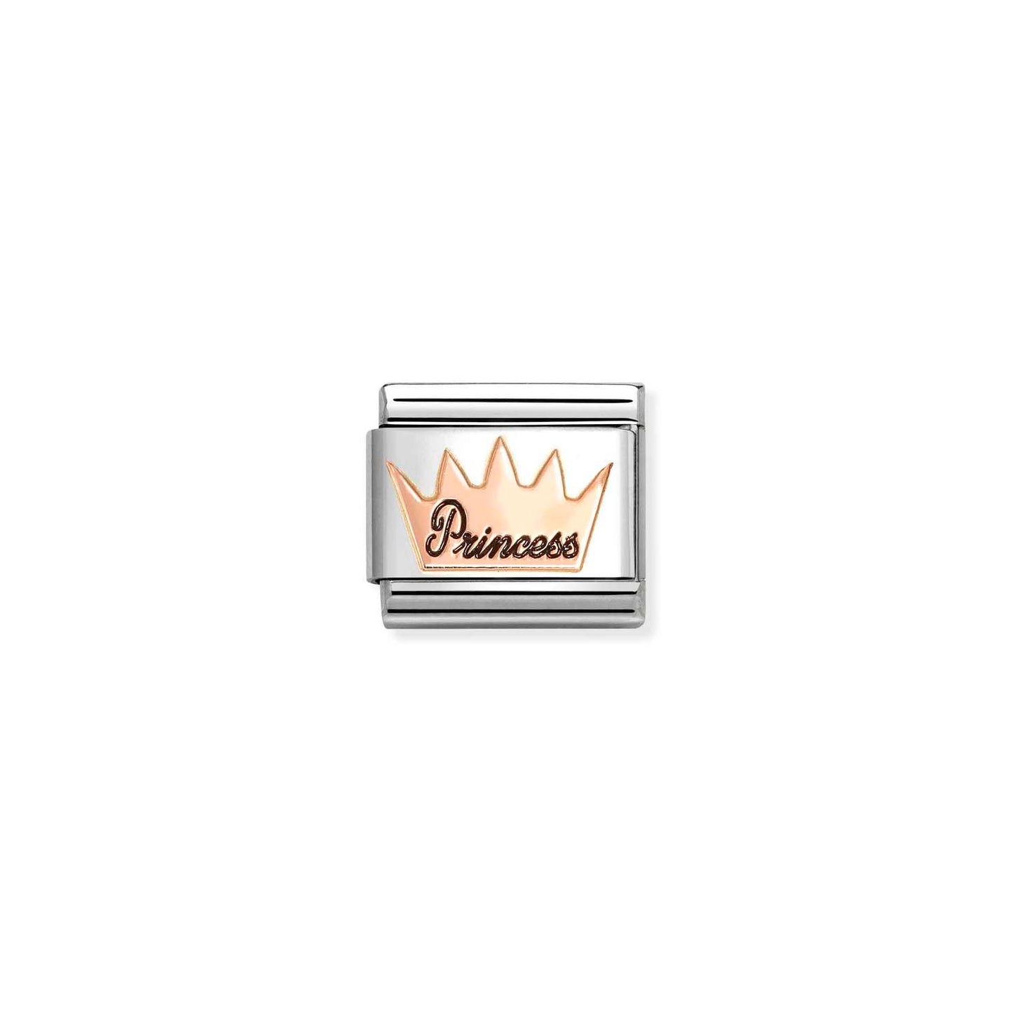 430202/34 NEW Classic 9ct Rose Gold & Enamel Princess Crown Link