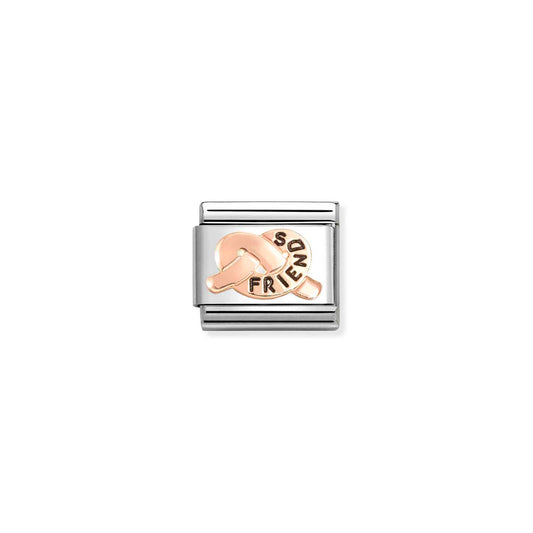 430202/36 NEW Classic 9ct Rose Gold & Enamel Friends Knot Link