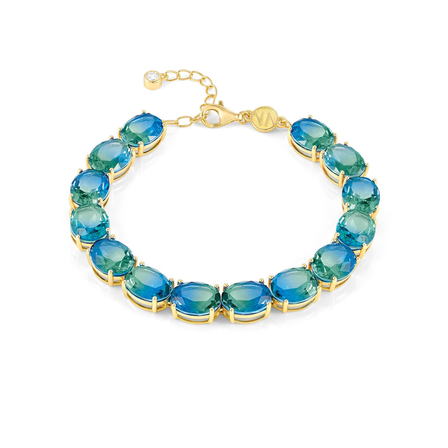 240809/026 SYMBIOSI 18ct YGP Bracelet BICOLOR stones (026_LIGHT BLUE-GREEN )