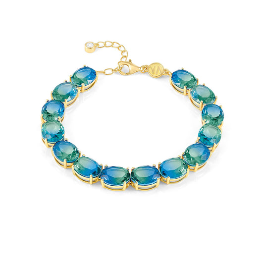 240809/026 SYMBIOSI 18ct YGP Bracelet BICOLOR stones (026_LIGHT BLUE-GREEN )