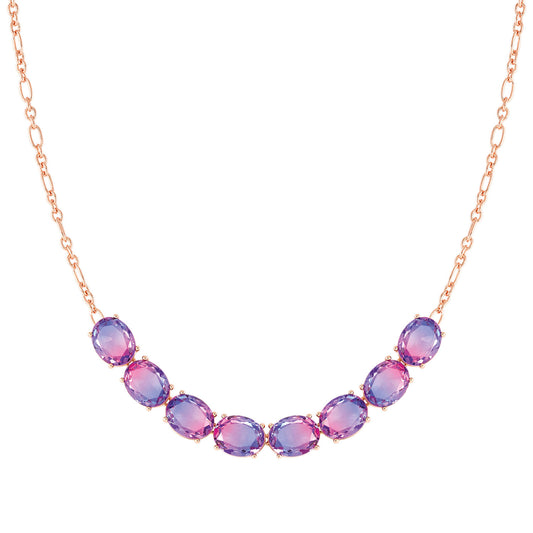 240811/030 SYMBIOSI 22ct RGP Necklace BICOLOR stones (E) (030_PINK-PURPLE )