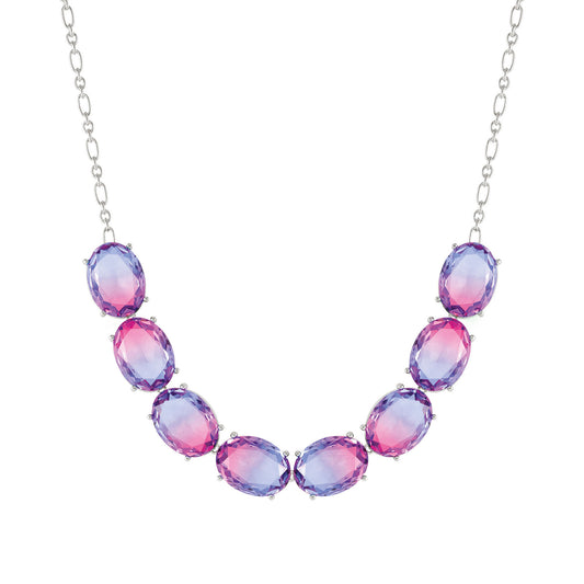 240812/028 SYMBIOSI Sterling Silver necklace BICOLOR stones (LARGE) (028_PINK-PURPLE)