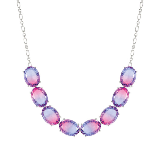 240812/028 SYMBIOSI Sterling Silver necklace BICOLOR stones (LARGE) (028_PINK-PURPLE)