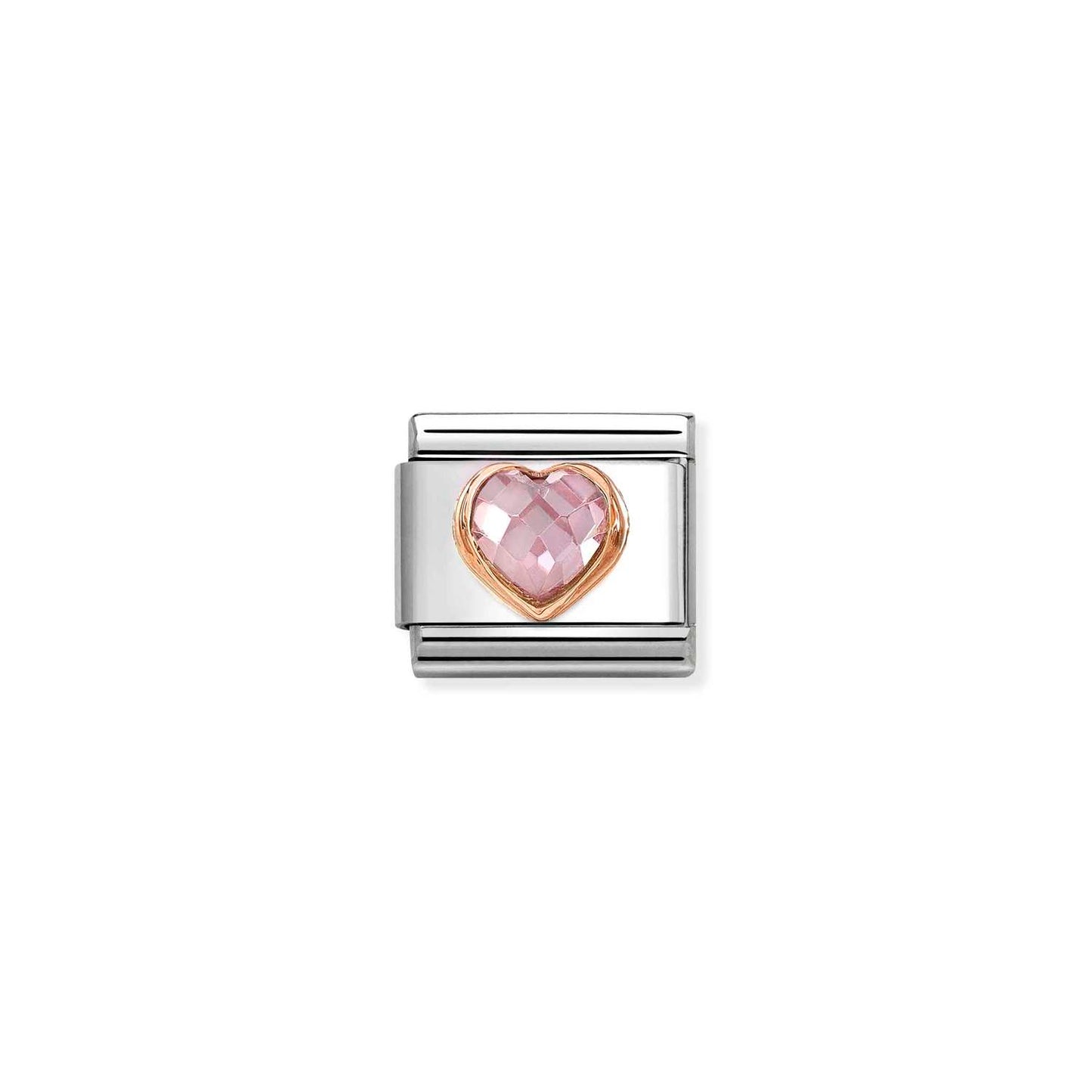 430607/003 NEW Composable Classic 9ct Rose Gold CZ Heart Link (Pink)
