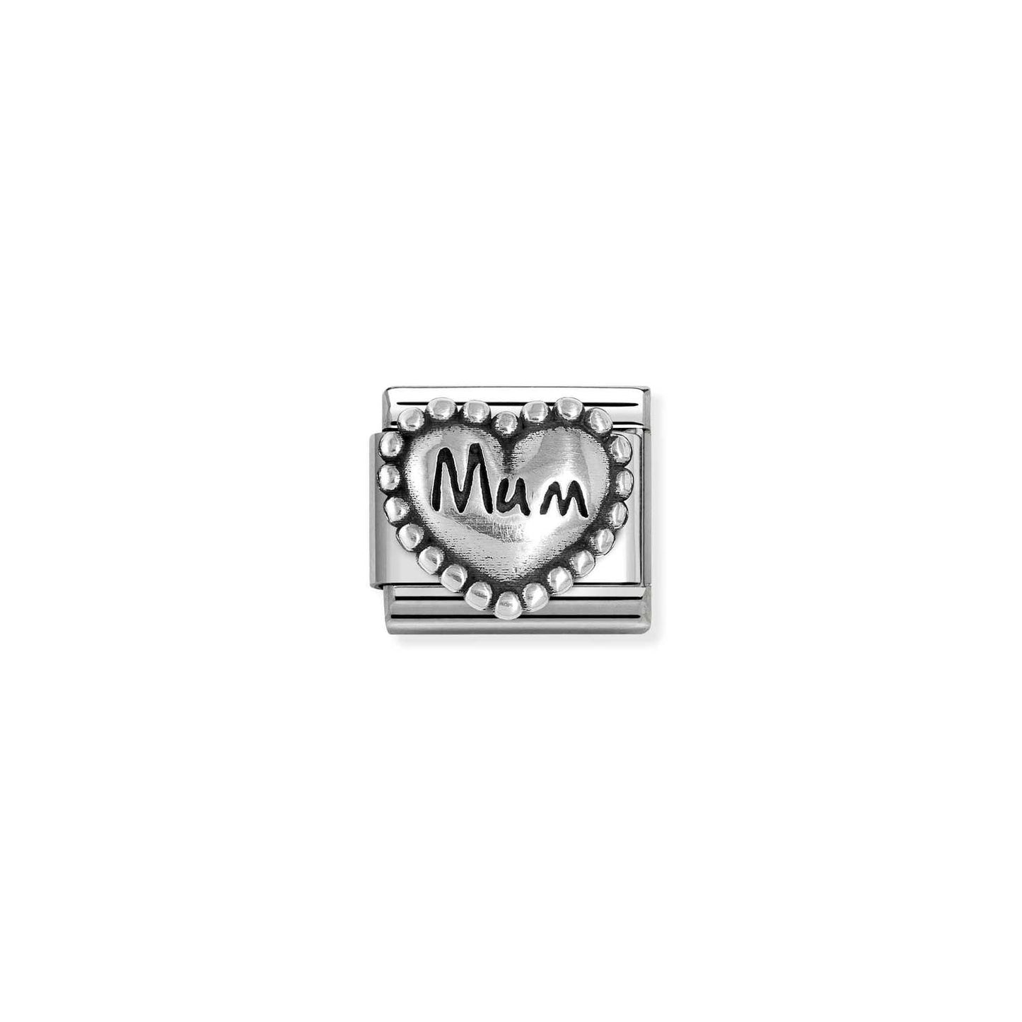 330101/80 NEW Composable Classic Sterling Silver Beaded Heart MUM Link