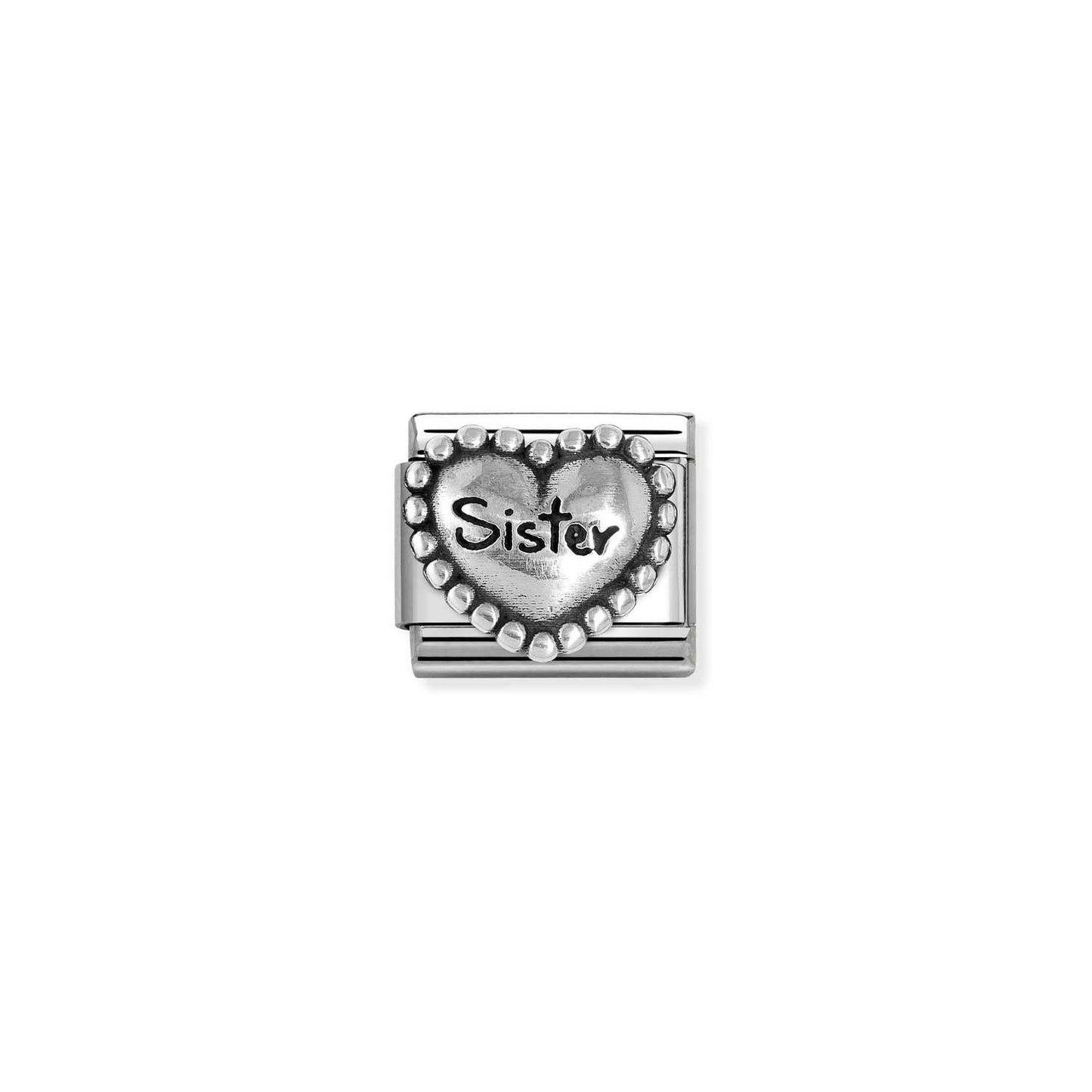 330101/81 NEW Composable Classic Sterling Silver Beaded Heart SISTER Link