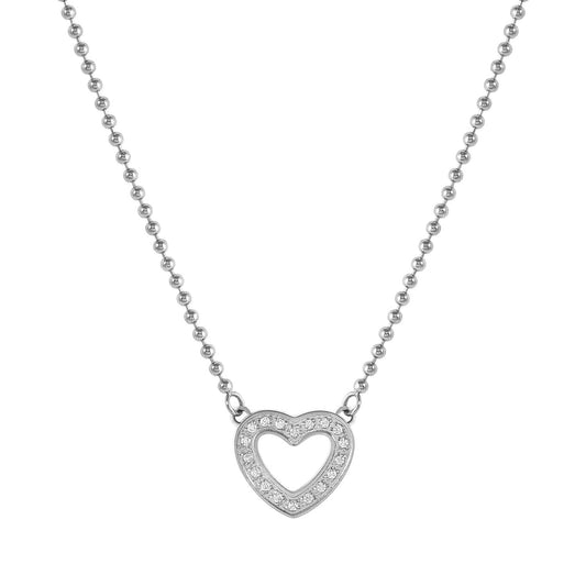 134001/022 Soffio D’Amore Stainless Steel Necklace HEART with White CZ