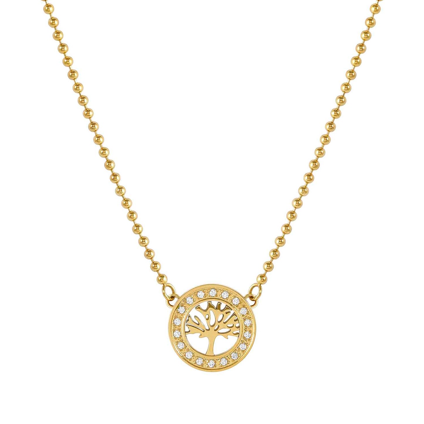 134007/017 Soffio D’Amore Stainless Steel & Yellow PVD Necklace TREE OF LIFE with White CZ