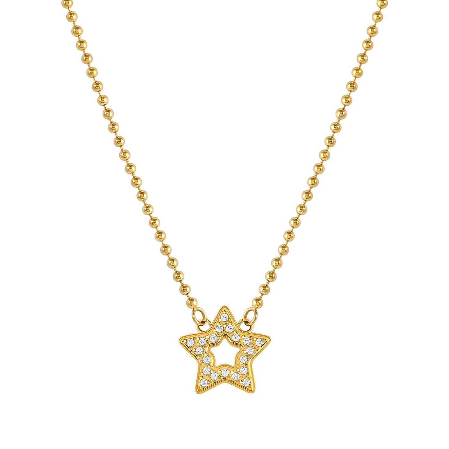 134007/023 Soffio D’Amore Stainless Steel & Yellow PVD Necklace STAR with White CZ