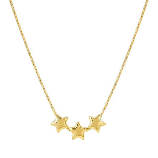 241305/009 Armonica Sterling Silver & 18ct YGP Necklace with 3 Stars