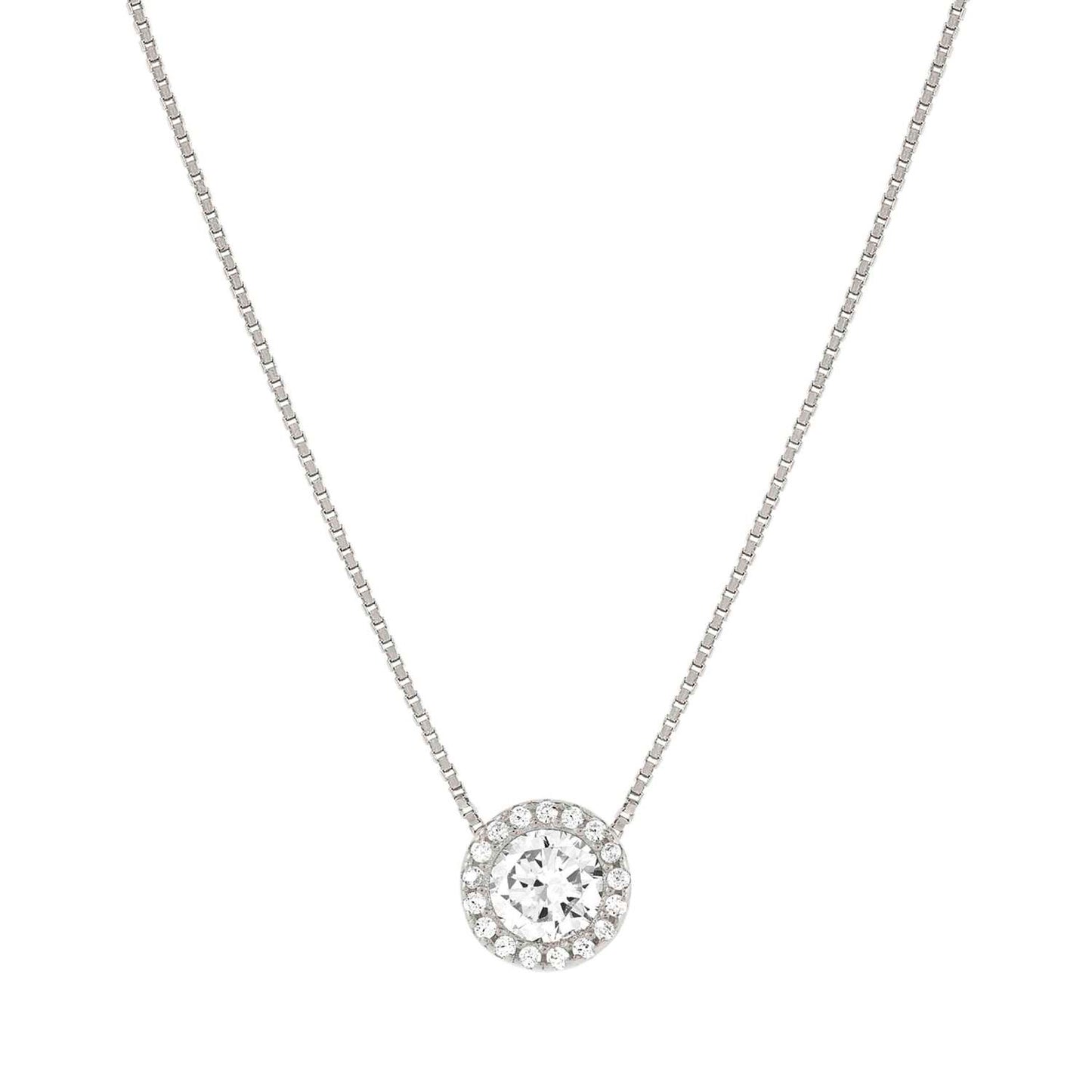 241402/010 SeiDivina Sterling Silver & CZ Necklace