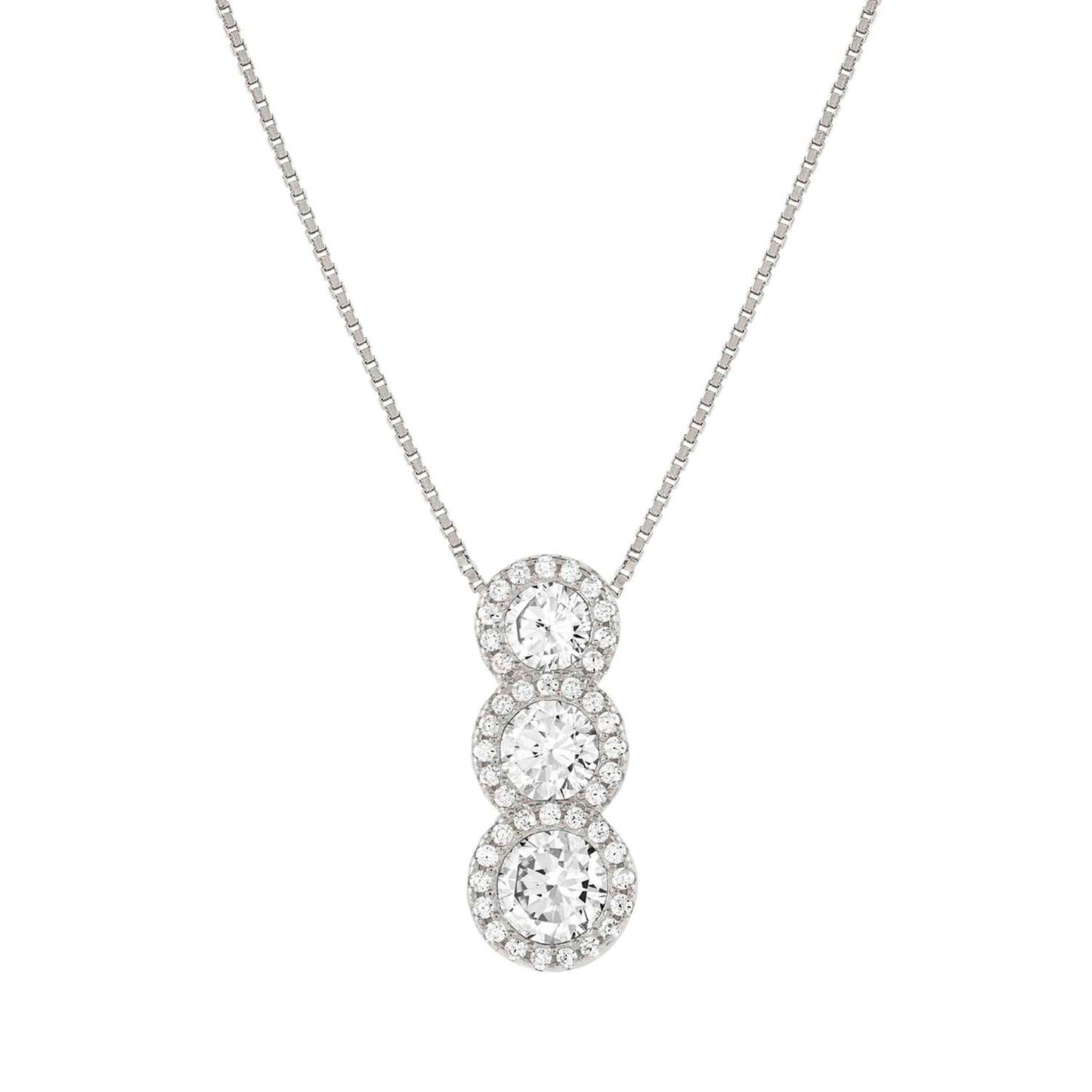 241403/010 SeiDivina Sterling Silver Tiered Pave CZ Necklace