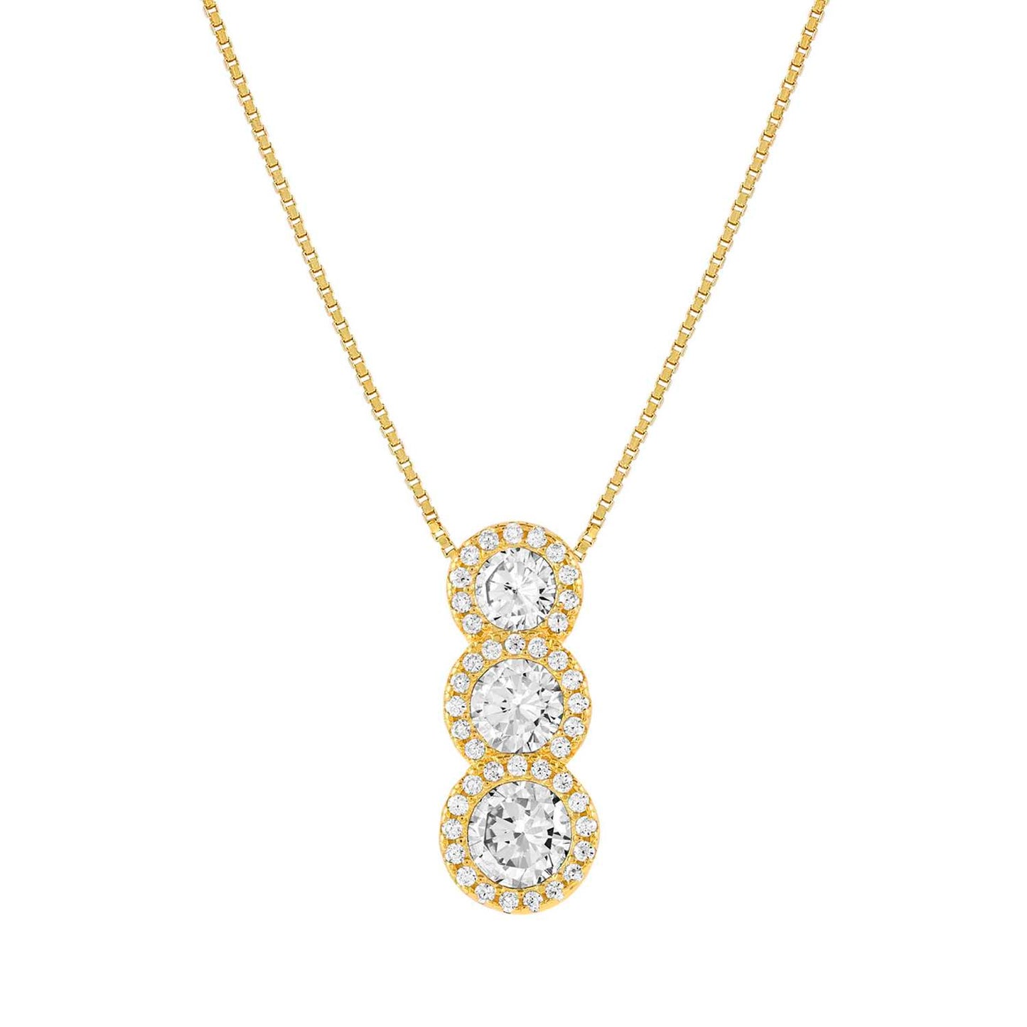 241403/012 SeiDivina Sterling Silver 18ct YGP Tiered Pave CZ Necklace