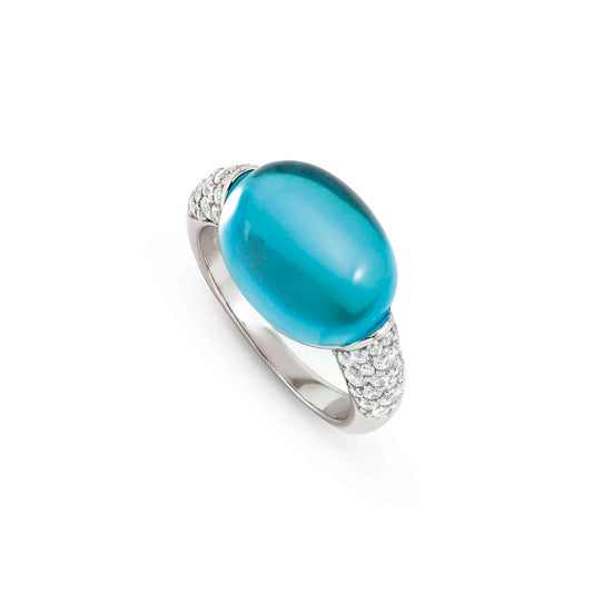 241501/042/008 MyRadiance Cabochon Cut Blue Topaz Large Stone Ring 008 Size Q