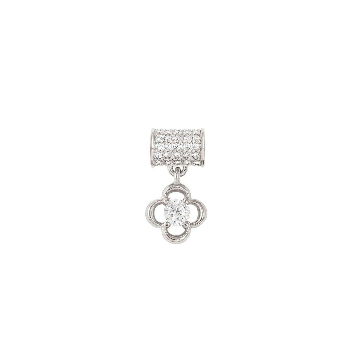 148868/006 SeiMia White Edition Pave Spacer Four Leaf Clover with CZ