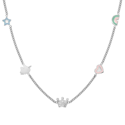 FAIRYICONS Steel Enamel 5 Mix Symbols Necklace 134103/050