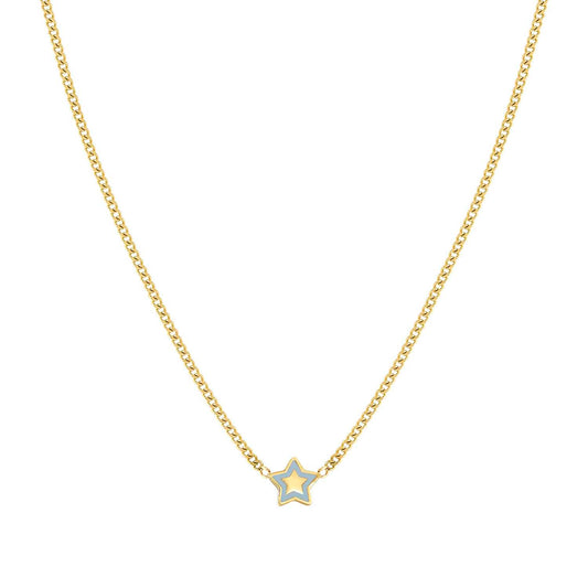 FAIRYICONS Steel Yellow PVD Star Enamel Necklace 134108/023