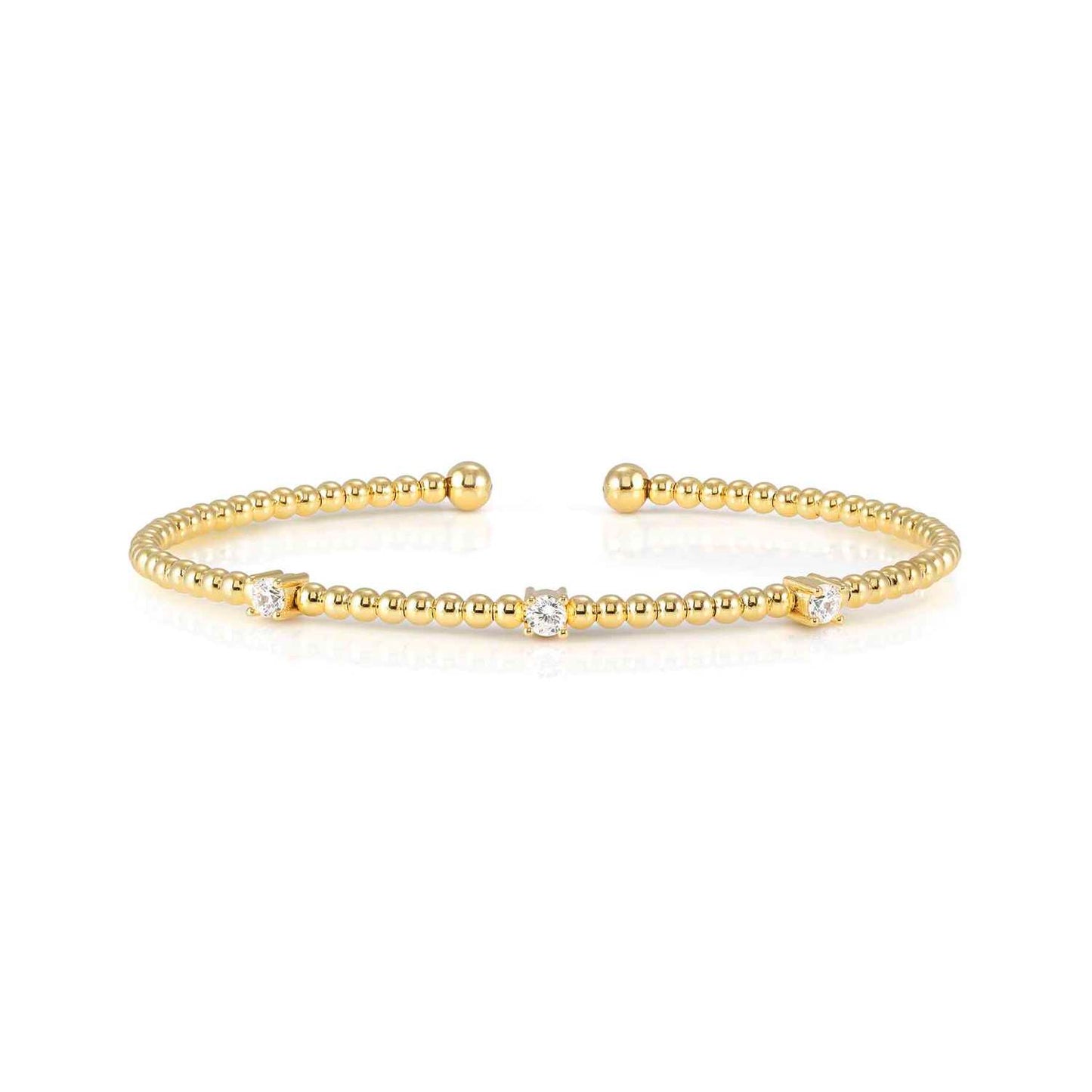 FASHION ERA 18ct YGP 3 CZ Stone Beaded Bangle 242205/012