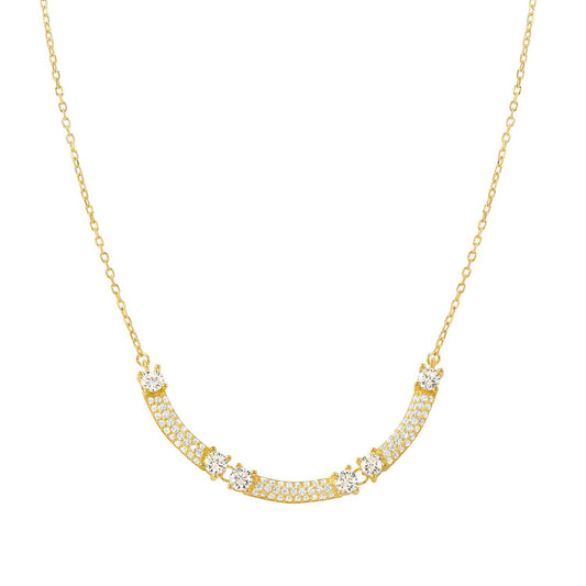 FASHION ERA 18ct YGP 3 CZ pavé wave Necklace 242210/012