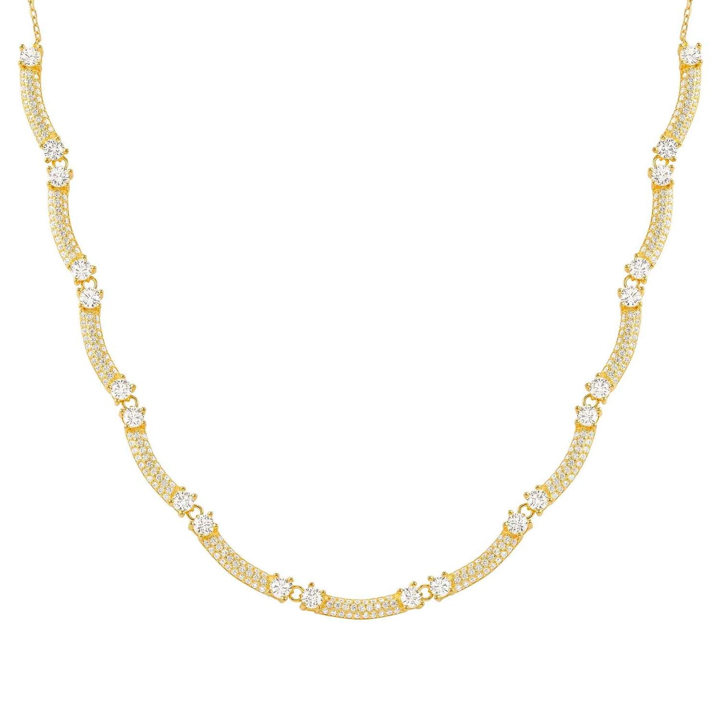 FASHION ERA 18ct YGP 11 CZ pavé wave Necklace 242211/012