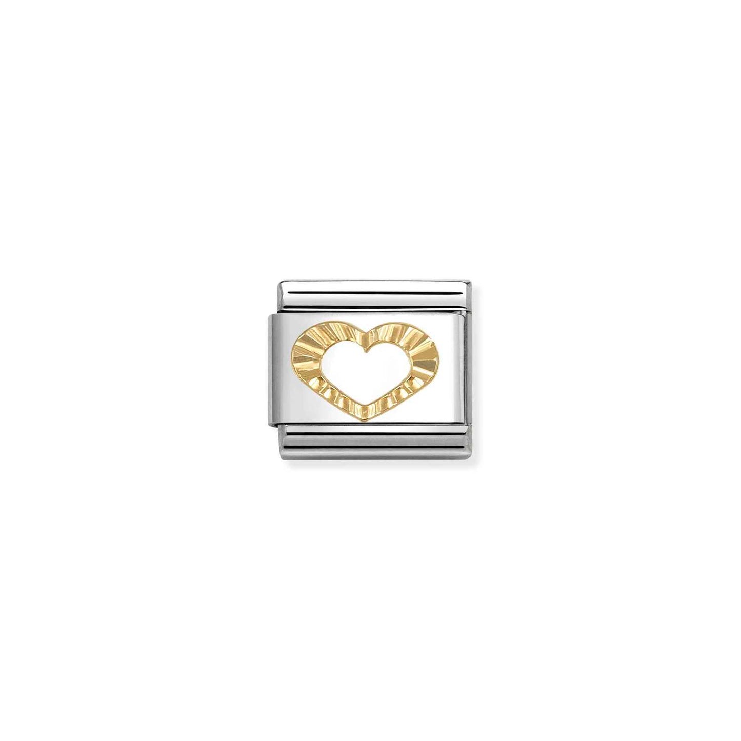 FW25 NEW Etched Heart Composable Link with 18ct Yellow Gold 030149/63