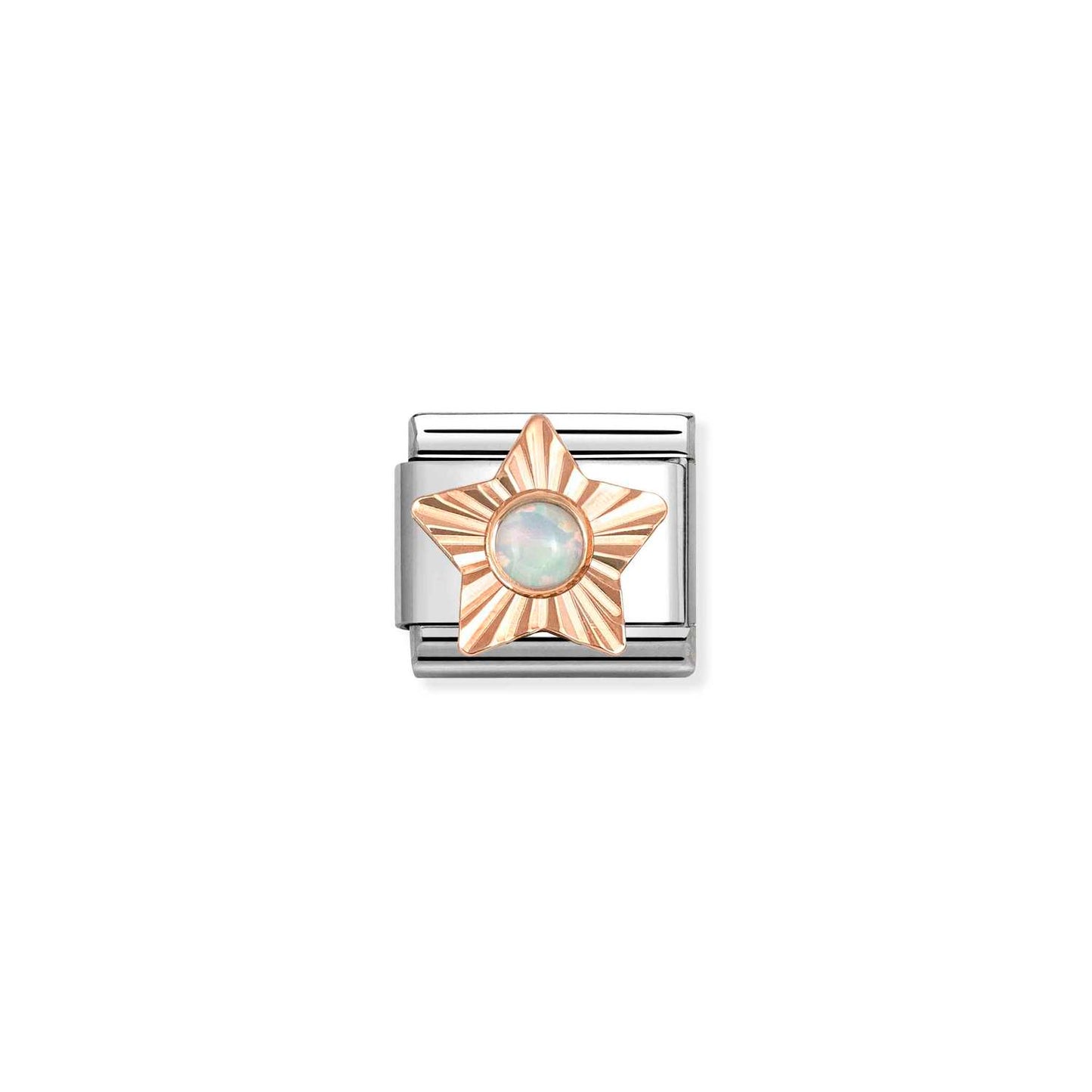 White Opal Etched Star Composable Link with 9ct Rose Gold 430515/07