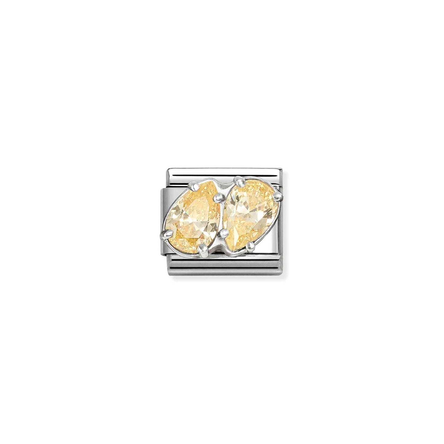Yellow CZ Twin PearDrop Composable Link with Sterling Silver 330329/15