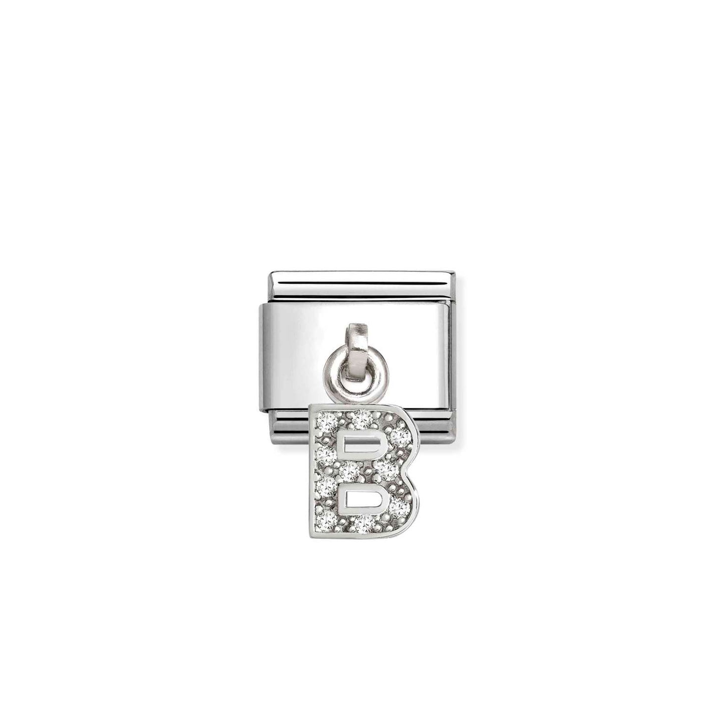 331818 White CZ Pendant Letter Composable Link Sterling Silver