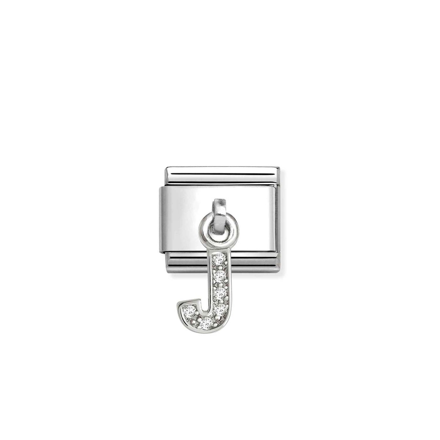 331818 White CZ Pendant Letter Composable Link Sterling Silver
