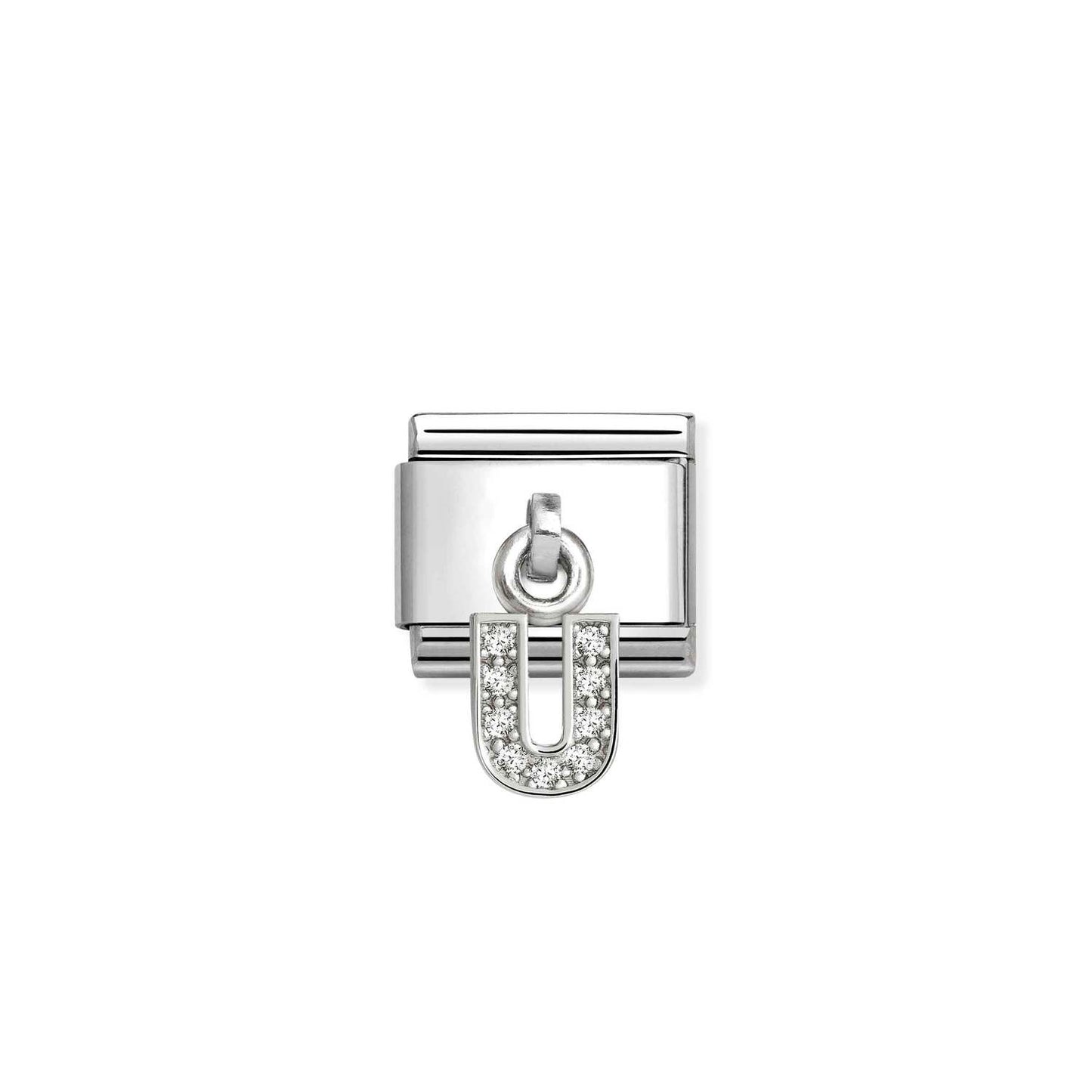 331818 White CZ Pendant Letter Composable Link Sterling Silver