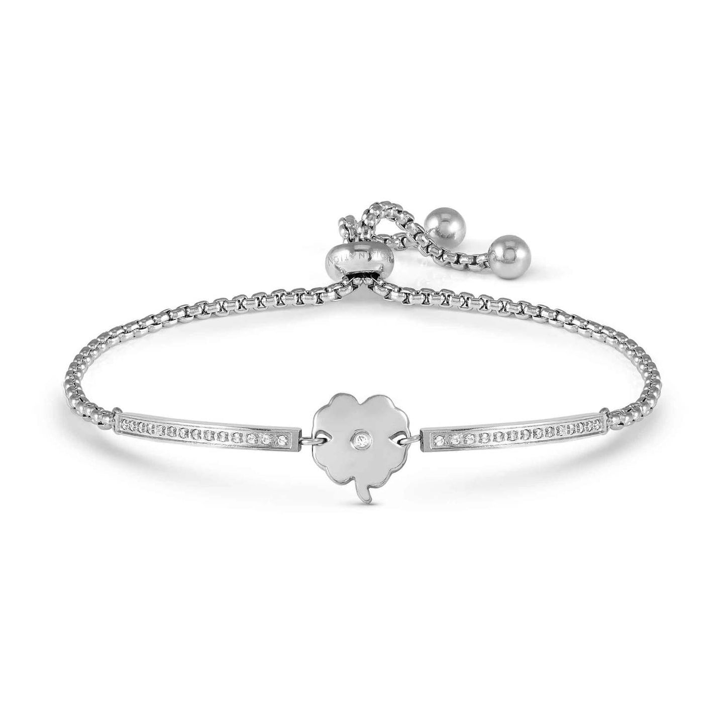 Four Leaf Clover Steel CZ Refined Milleluci Bracelet 028016/006
