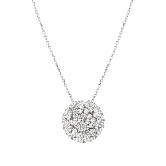 Sterling Silver Domed CZ Life Bouquet Necklace 242508/010