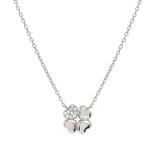 Four Leaf Clover Silver & CZ Petit Sparkle Necklace 242303/001