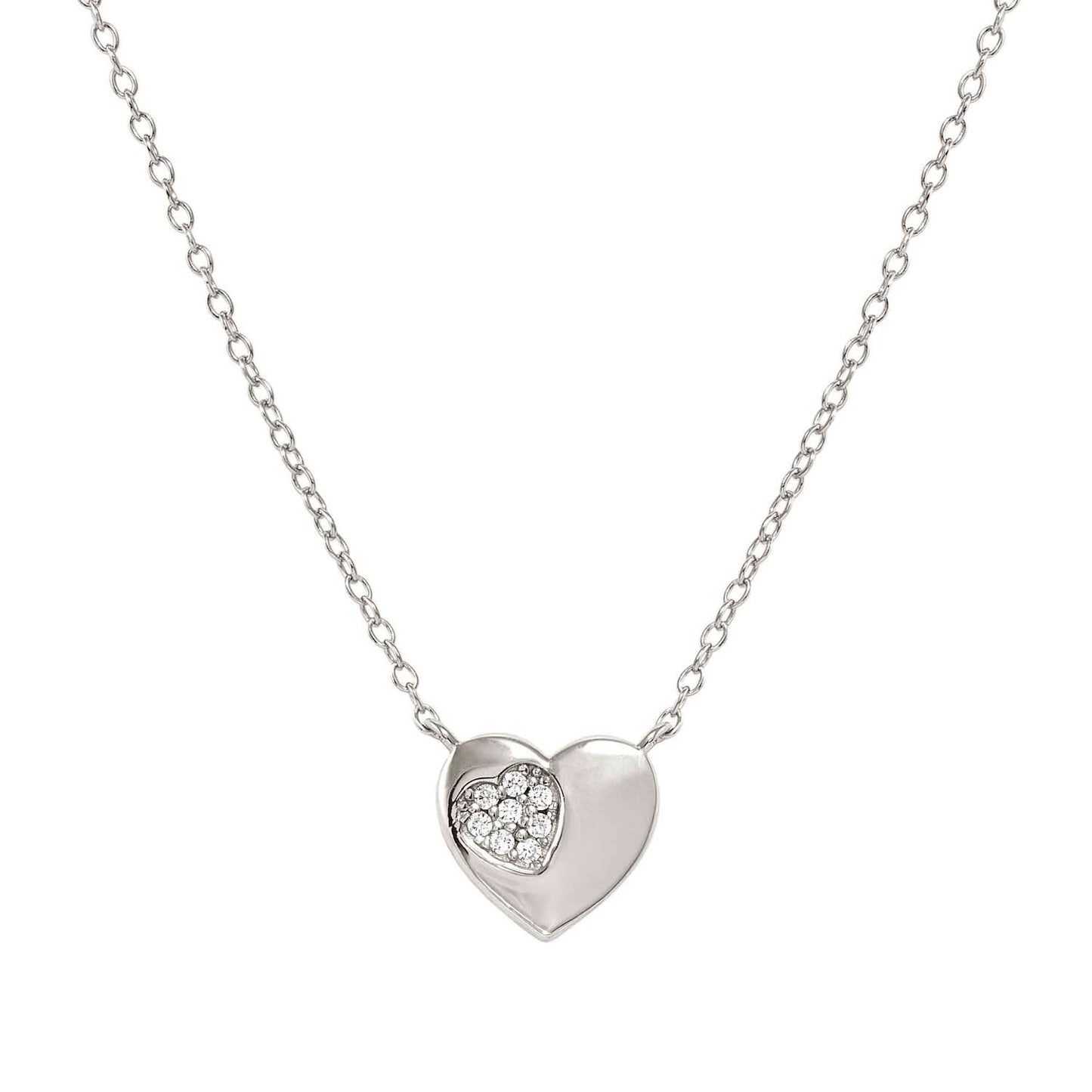Heart Silver & CZ Petit Sparkle Necklace 242303/004
