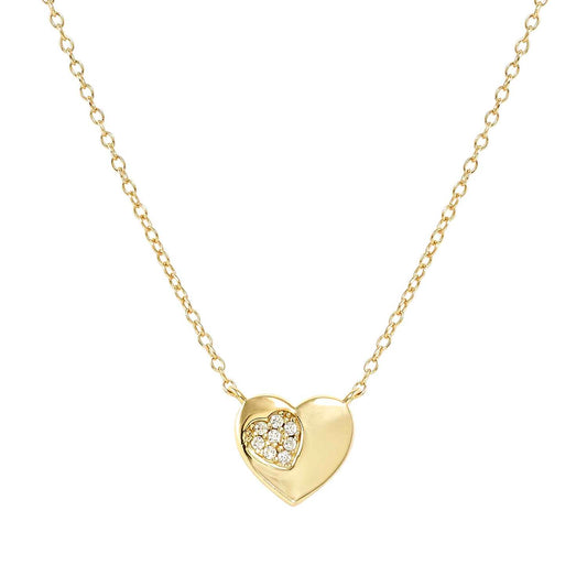 Heart Silver YGP & CZ Petit Sparkle Necklace 242303/006