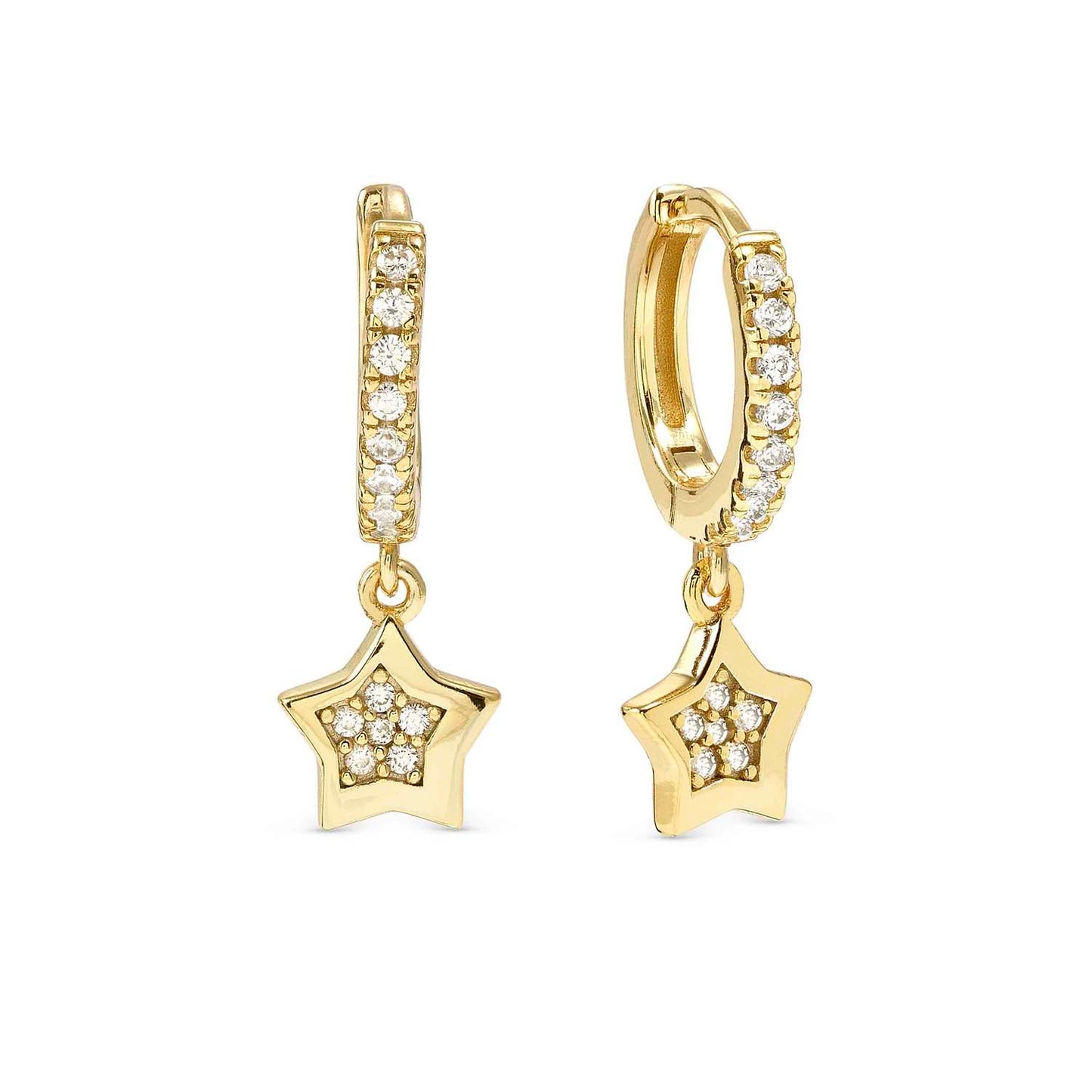 Silver YGP CZ Hoop Earrings with Star CZ Drop 242305/009