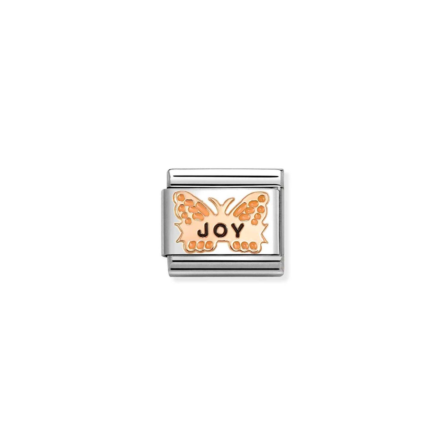 430202/52 JOY Orange Butterfly 9ct Rose Gold & Enamel Link