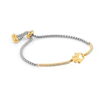 028006/001 MILLELUCI bracelet, S/Steel, CZ, YELLOWGOLD Hand of Fatima