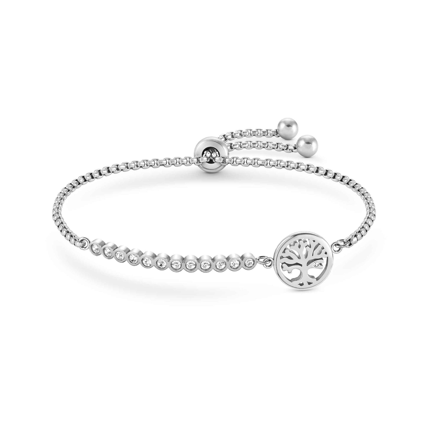 028008 Milleluci New Edition Stainless Steel with White Cubic Zirconia Bracelet