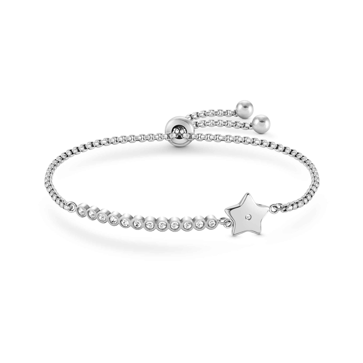 028008 Milleluci New Edition Stainless Steel with White Cubic Zirconia Bracelet